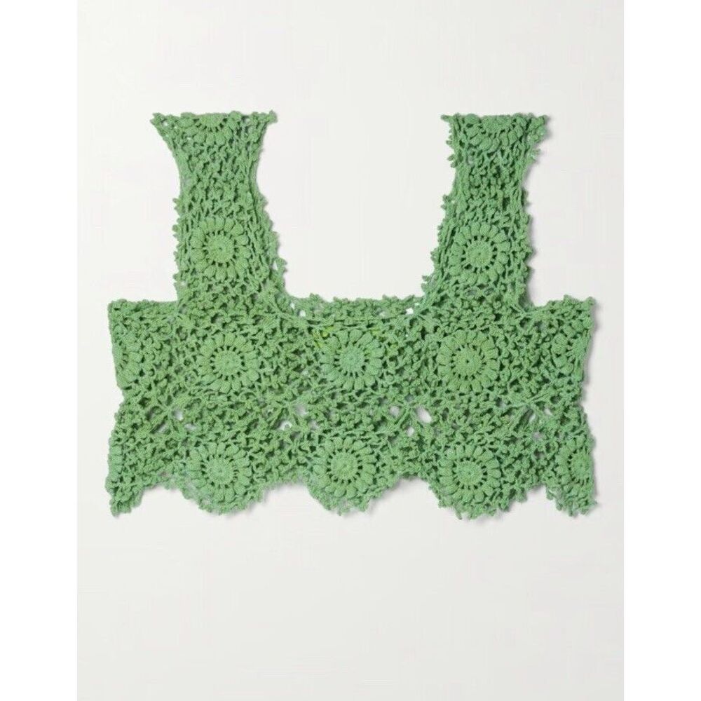 ALIX PINHO NWT $195 Maya‎ Cropped Crocheted Cotton Crop Top Bralette Green Small